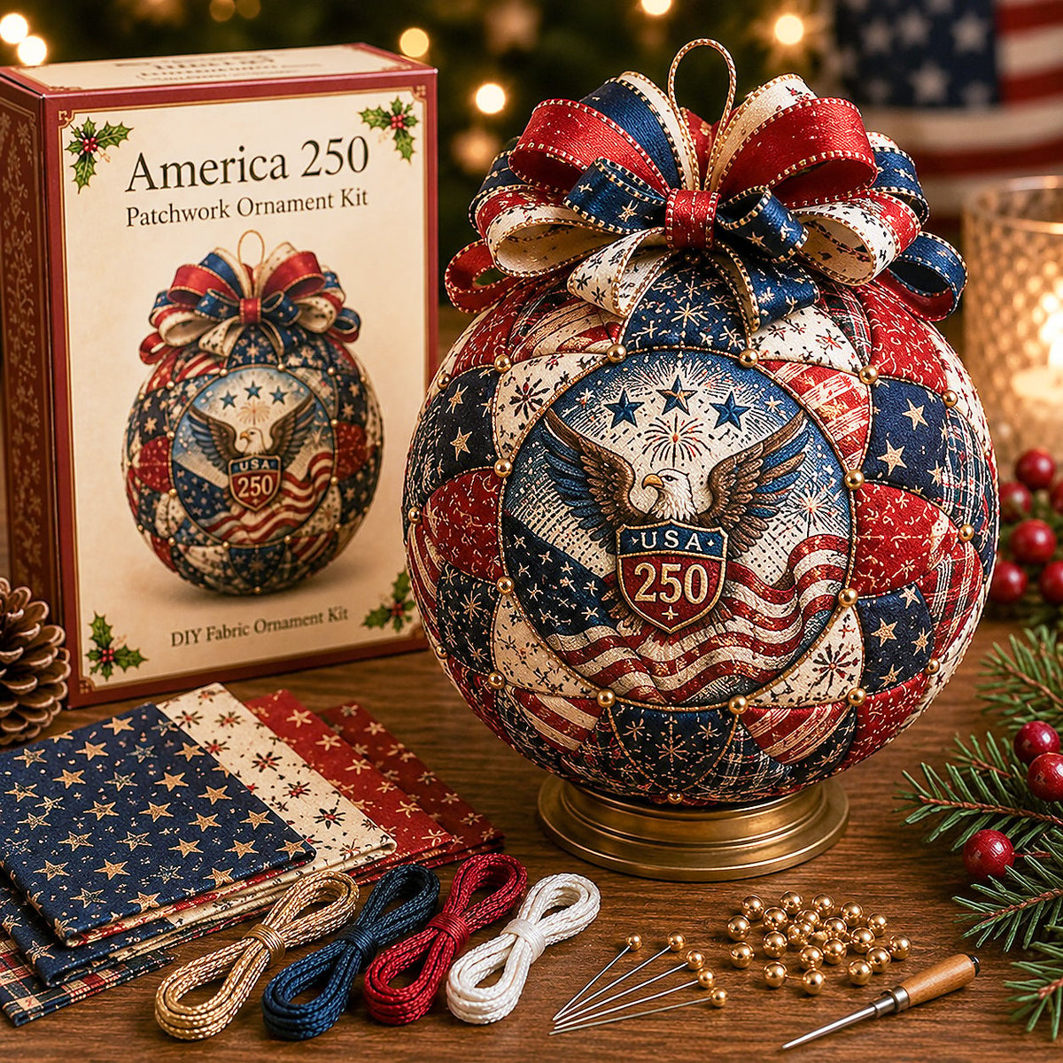 Patriotic & Military Tribute Patchwork Ornament DIY Kit