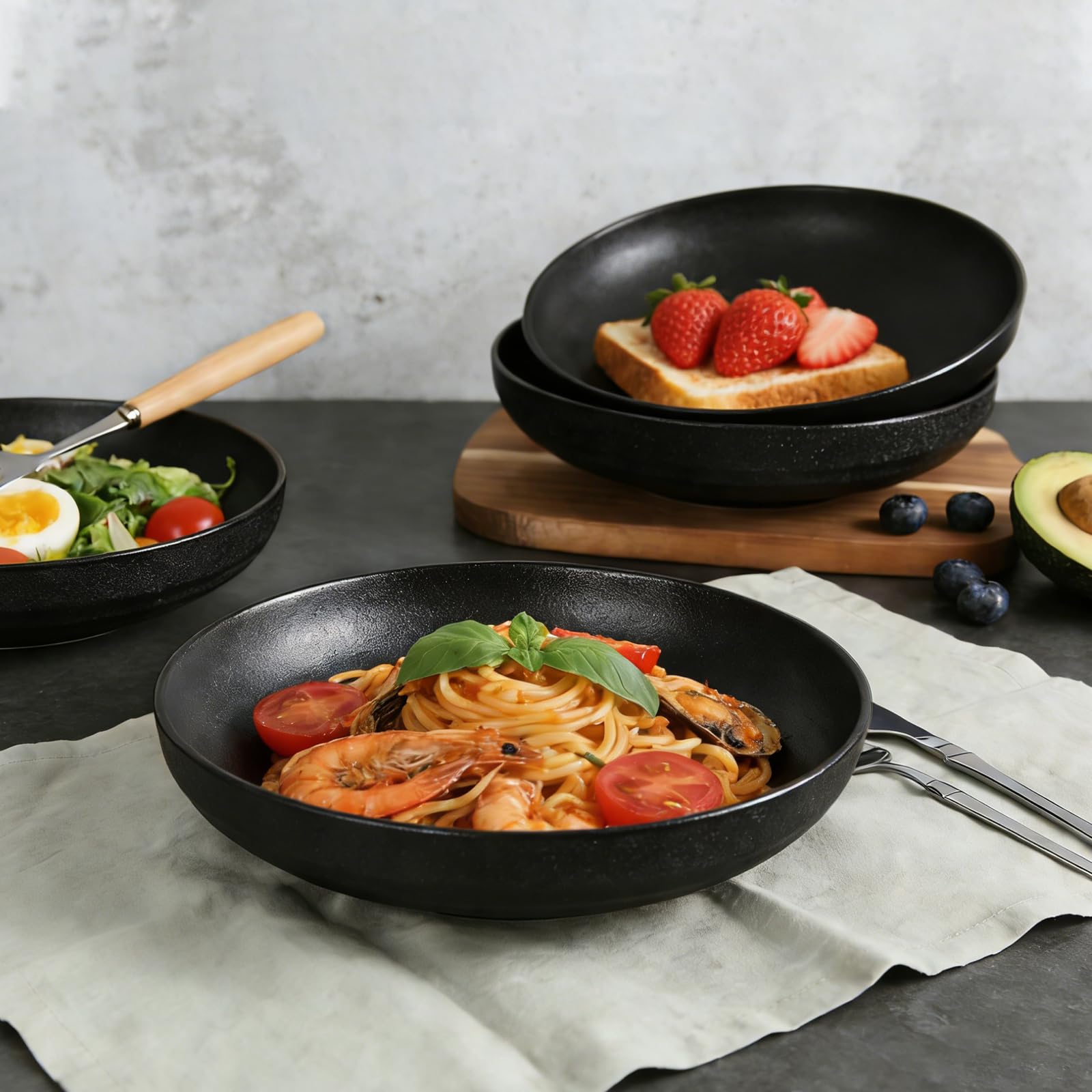 9'' Large Pasta Bowls Set of 4 – 42oz Stoneware Salad Bowls