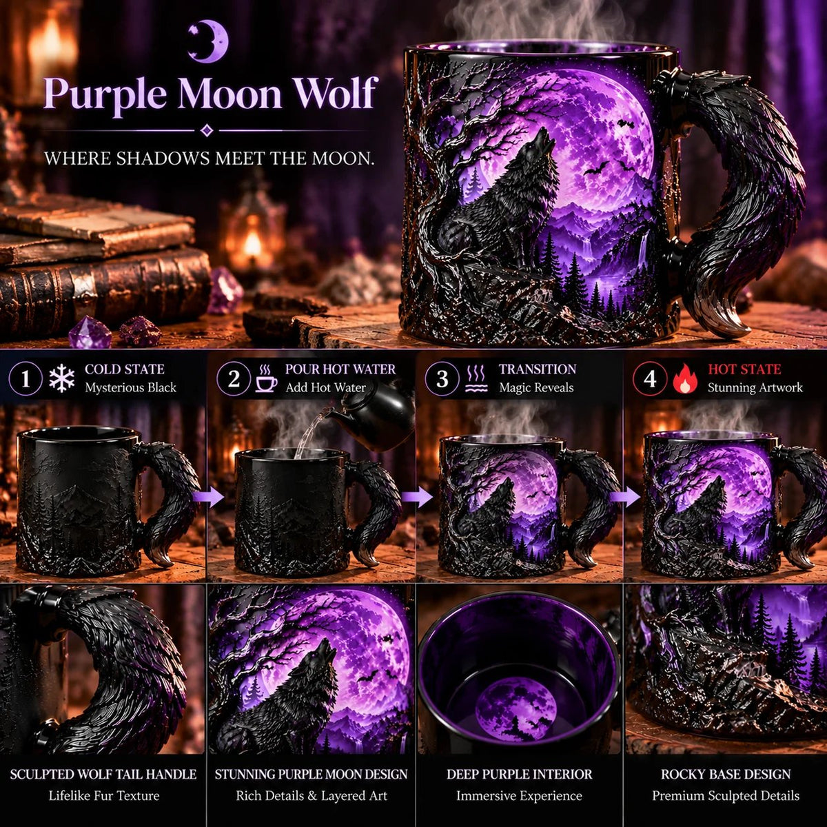 The Eternal Howl Collection — Heat-Changing Wolf Mug