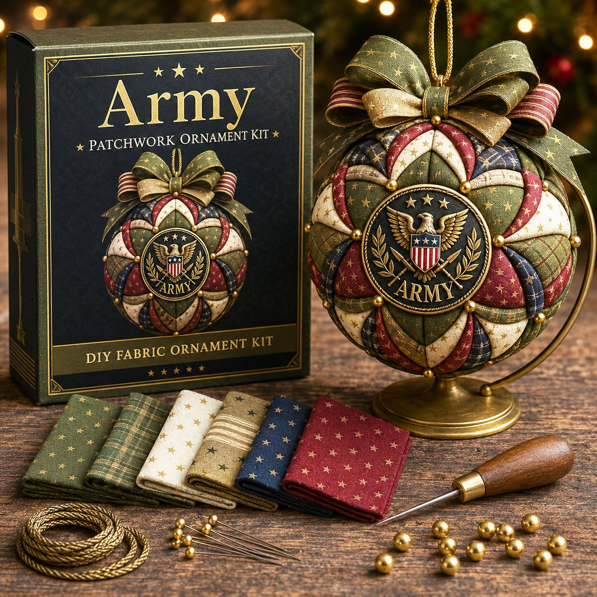 Patriotic & Military Tribute Patchwork Ornament DIY Kit