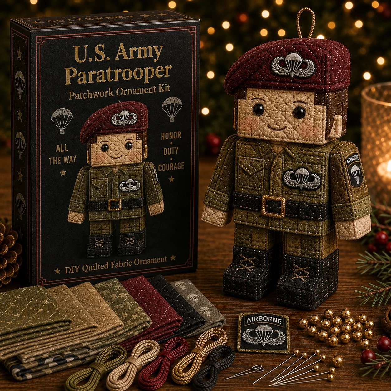 U.S. Army Airborne Paratrooper Patchwork Ornament DIY Kit