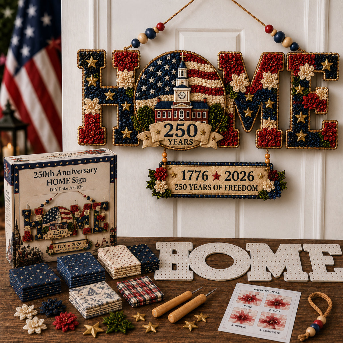 DIY Fabric Poke Art Home Sign Kit