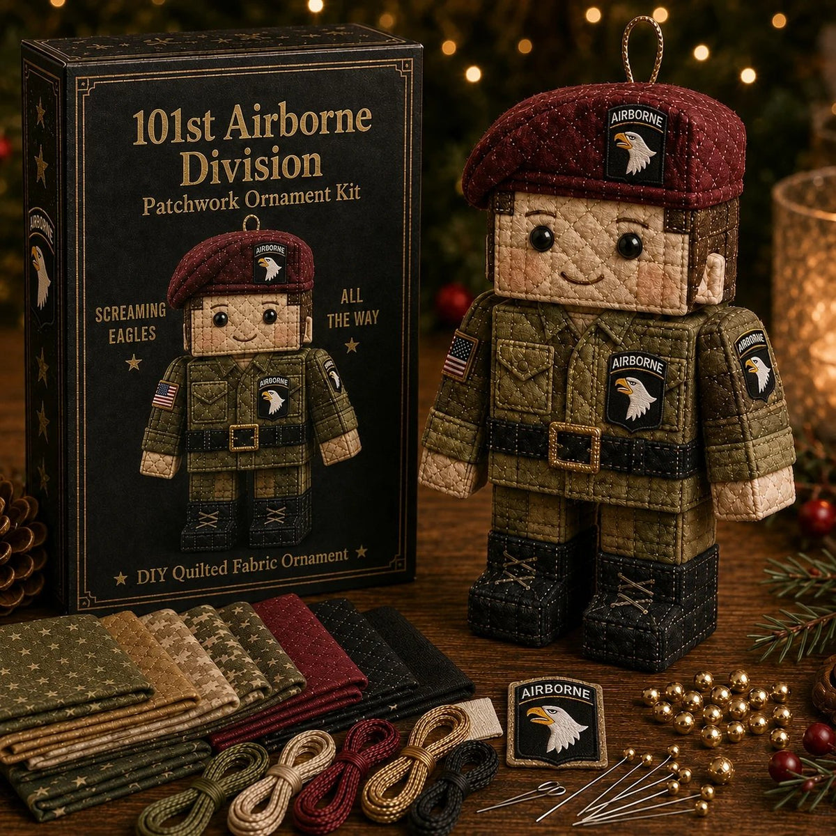 U.S. Army Airborne Paratrooper Patchwork Ornament DIY Kit