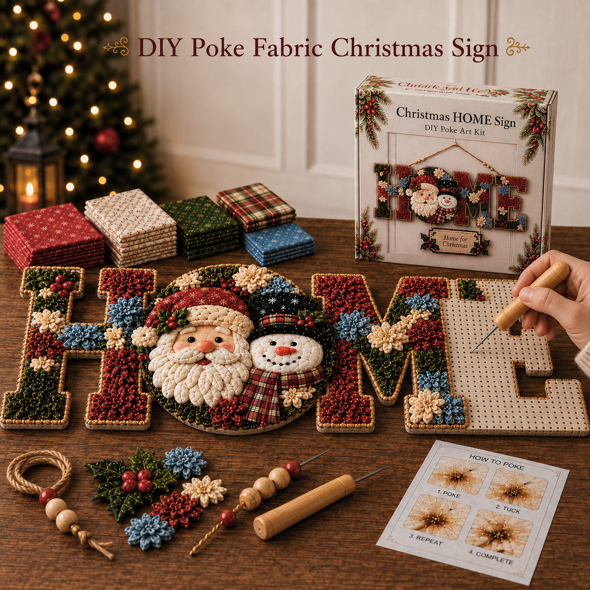 DIY Fabric Poke Art Home Sign Kit