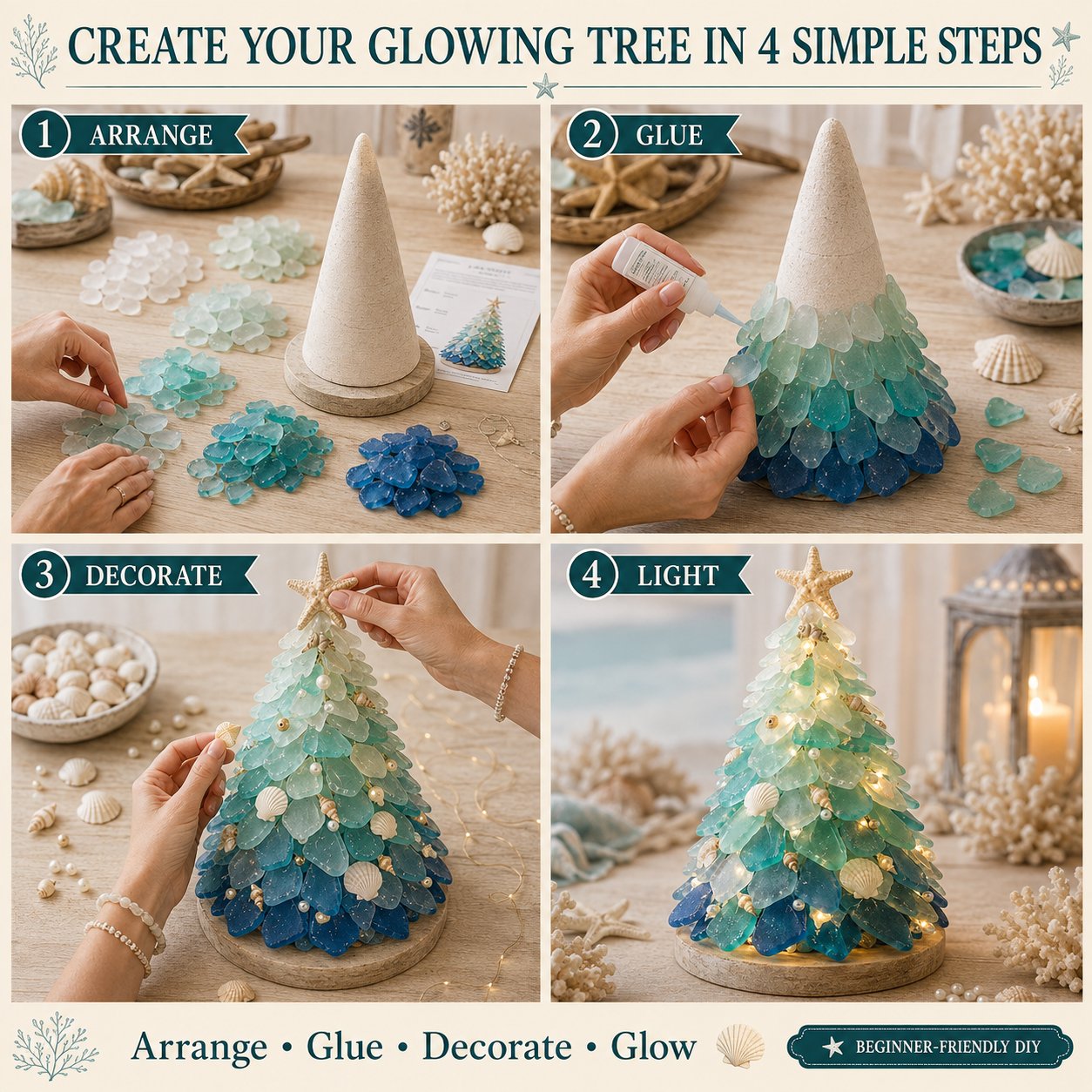 Beginner-Friendly DIY 3D Lighted Sea Glass-Style Art Kit Collection