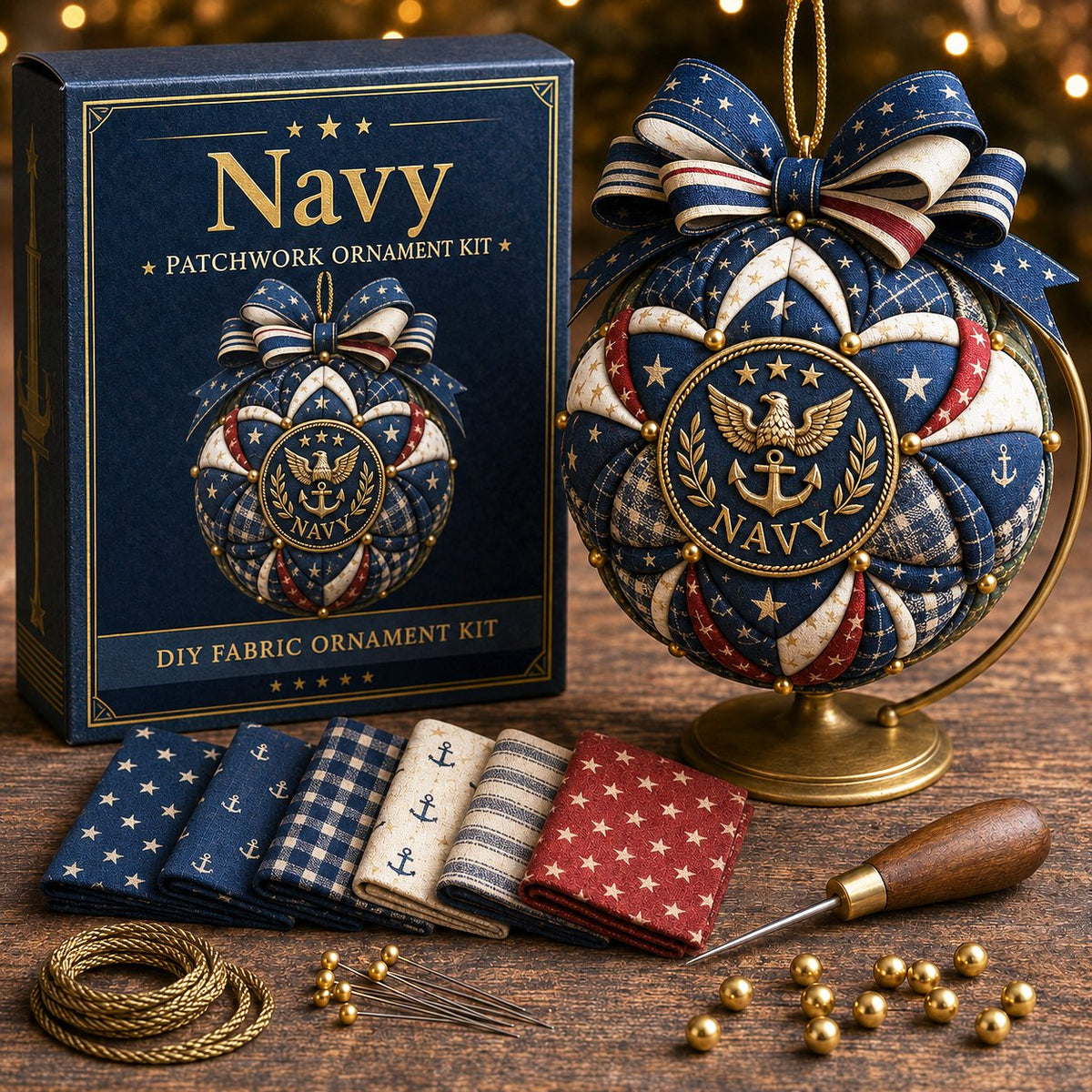 Patriotic & Military Tribute Patchwork Ornament DIY Kit