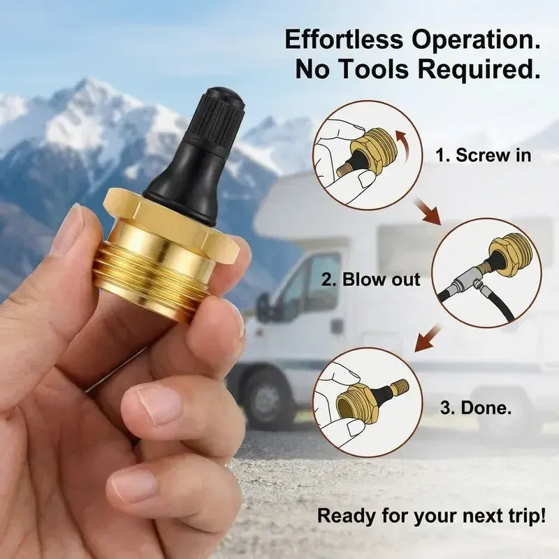 2-Pcs Brass RV Blow Out Plugs with Drain Valve