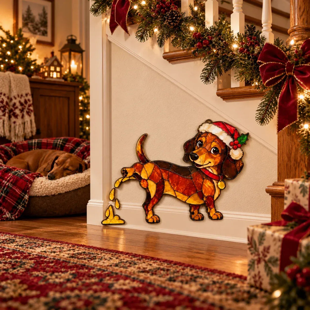 Funny Peeing Dachshund Christmas Decoration