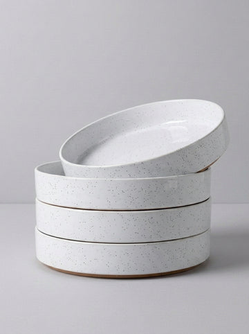 White Speckled Stoneware Pasta Bowl Set