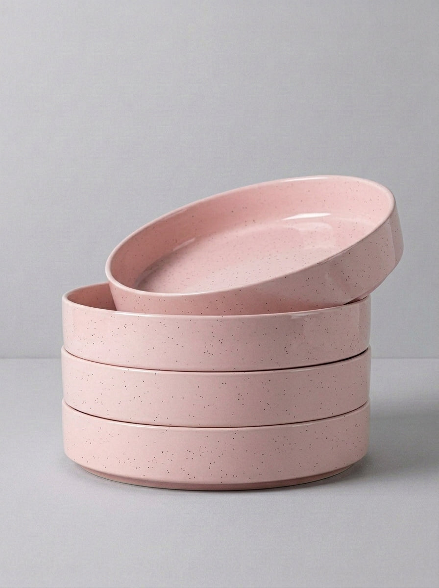 White Speckled Stoneware Pasta Bowl Set