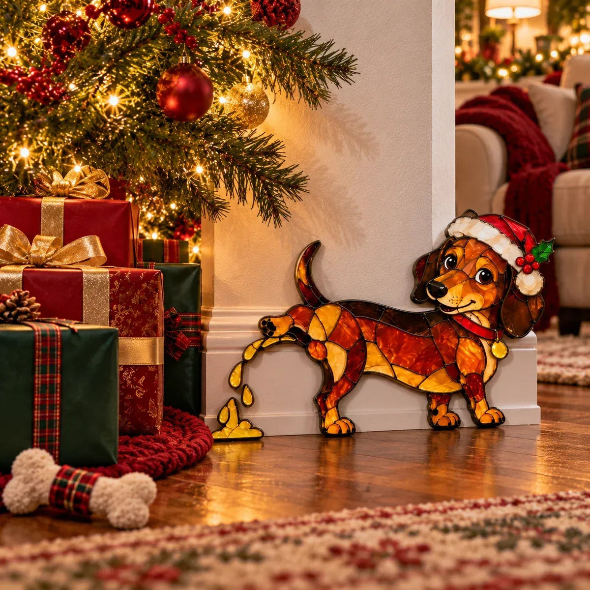 Funny Peeing Dachshund Christmas Decoration