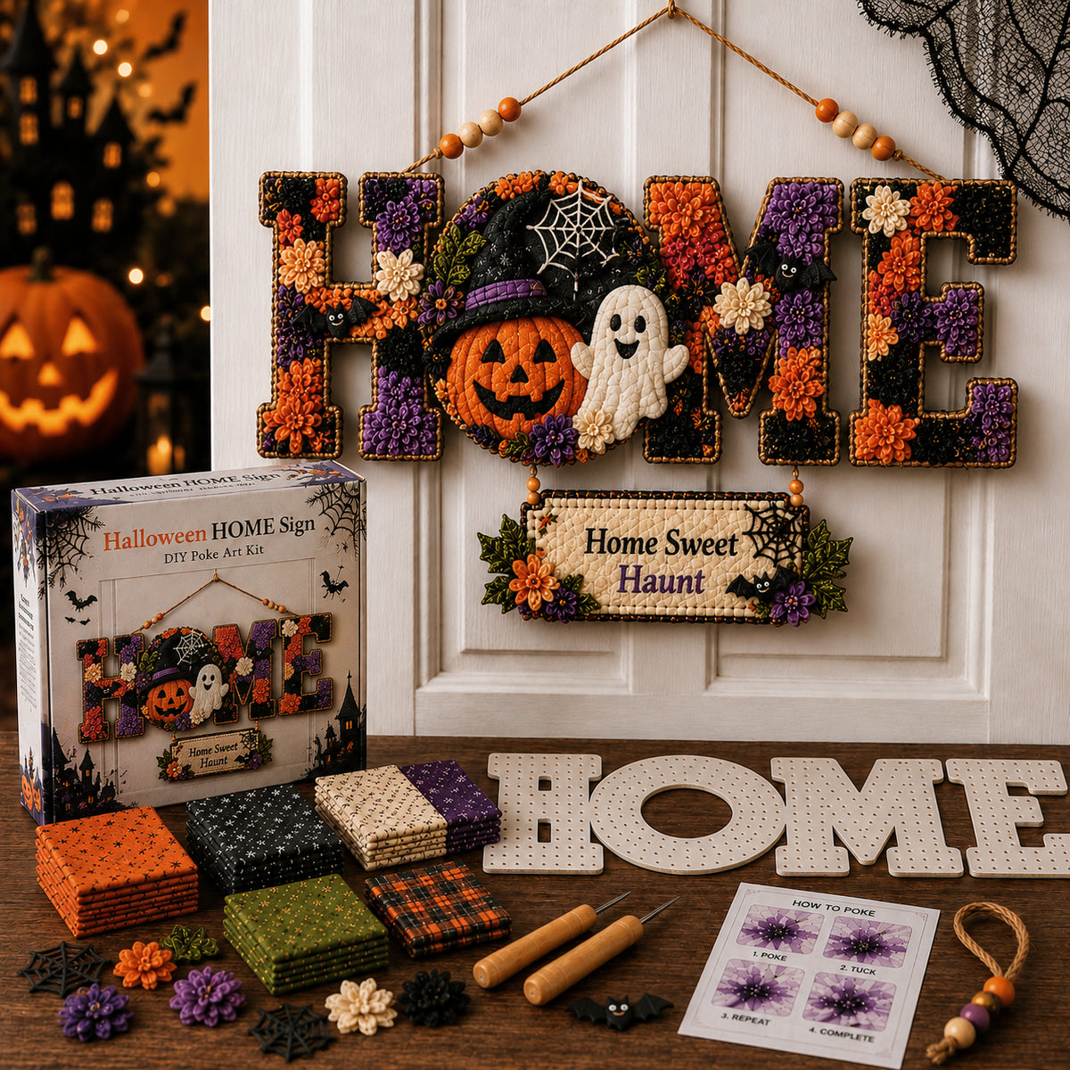 DIY Fabric Poke Art Home Sign Kit
