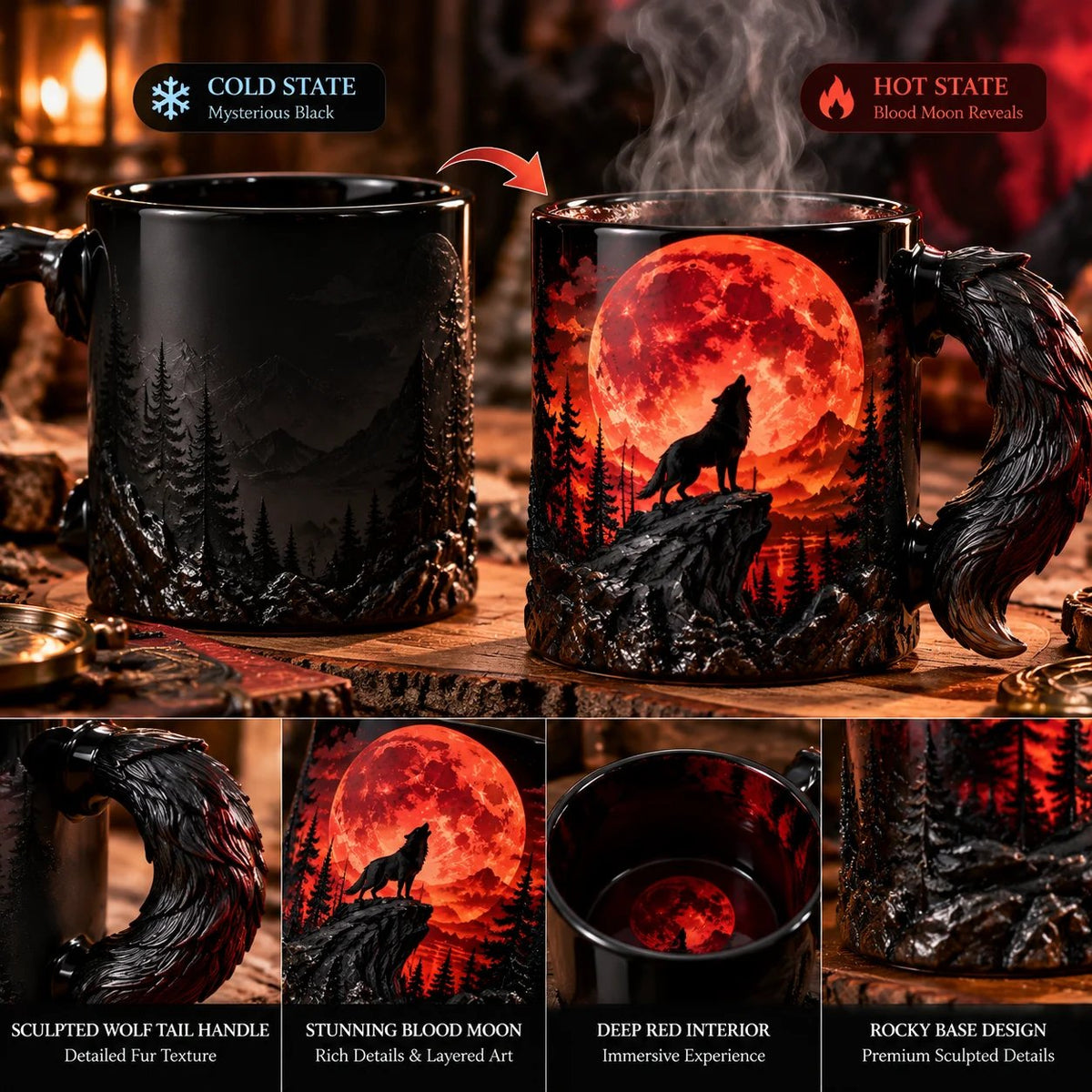 The Eternal Howl Collection — Heat-Changing Wolf Mug