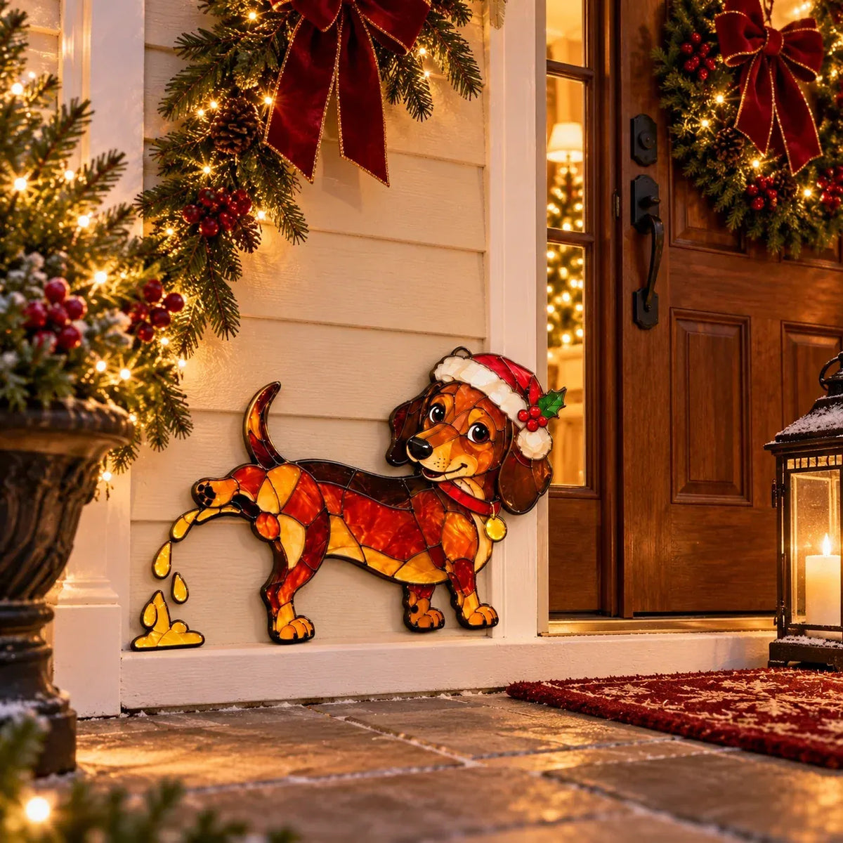 Funny Peeing Dachshund Christmas Decoration