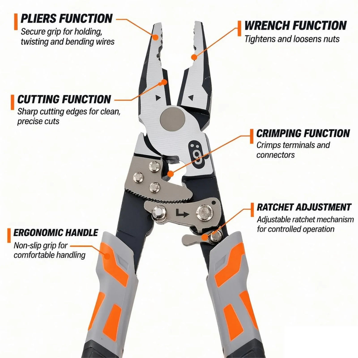 55-Steel Self-Locking Anti-Skid Ratchet Pliers