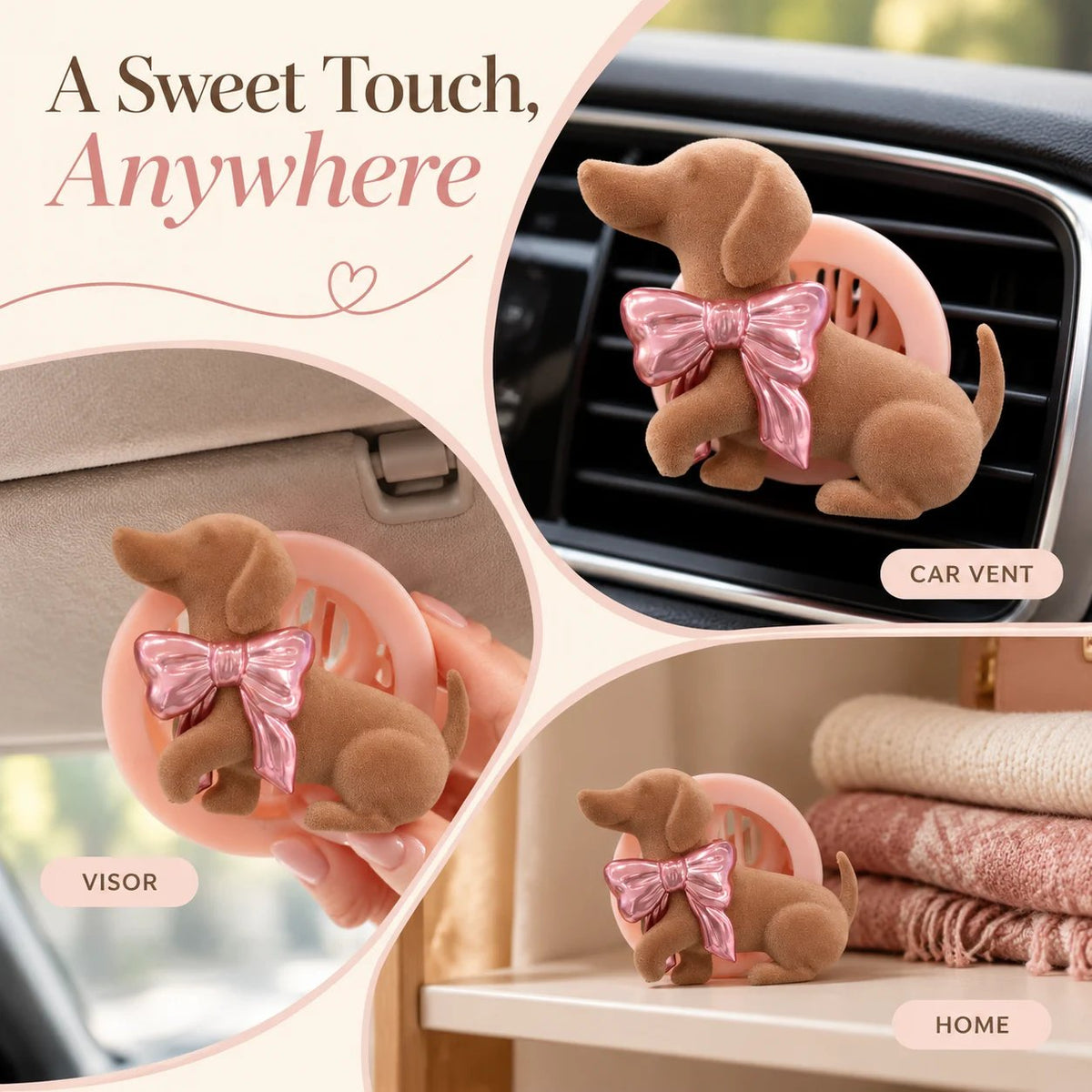 Velvet Dachshund Car Fragrance Clip