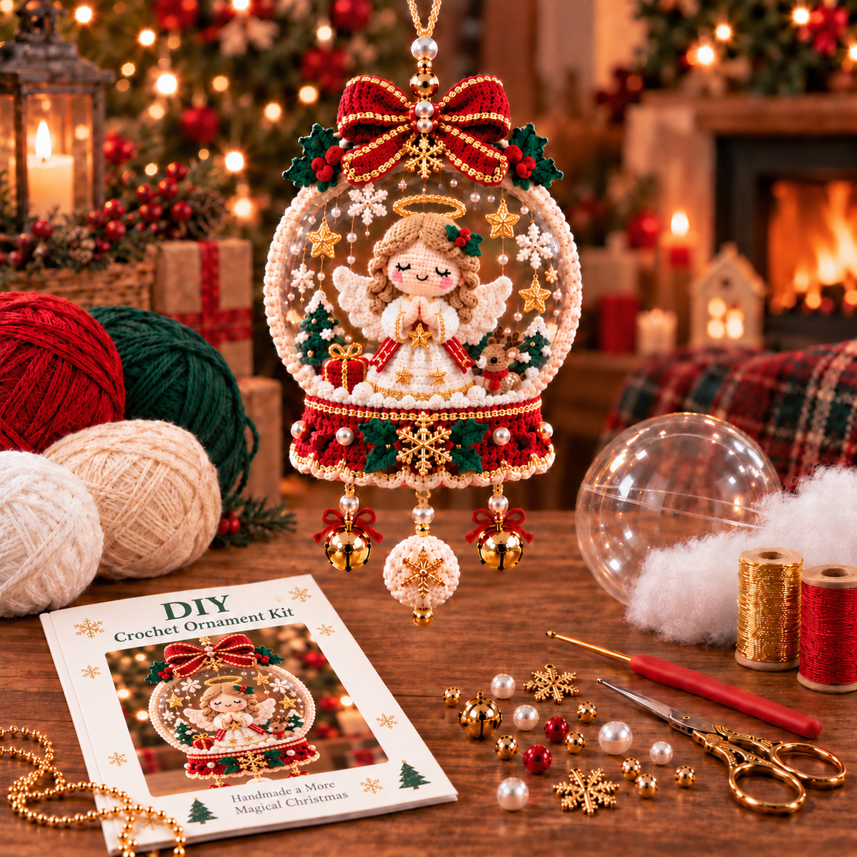 Crochet Christmas Snow Globe Ornament Collection
