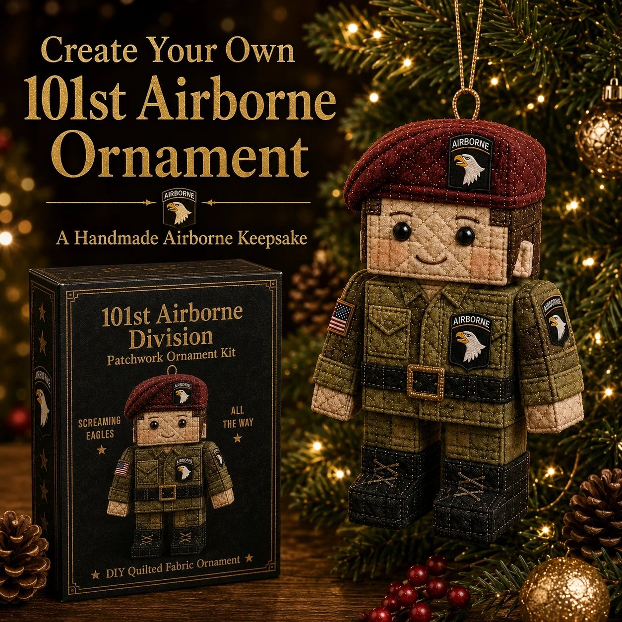 U.S. Army Airborne Paratrooper Patchwork Ornament DIY Kit