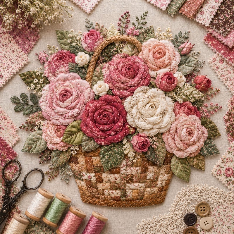 Premium Floral Basket Patchwork DIY Kit