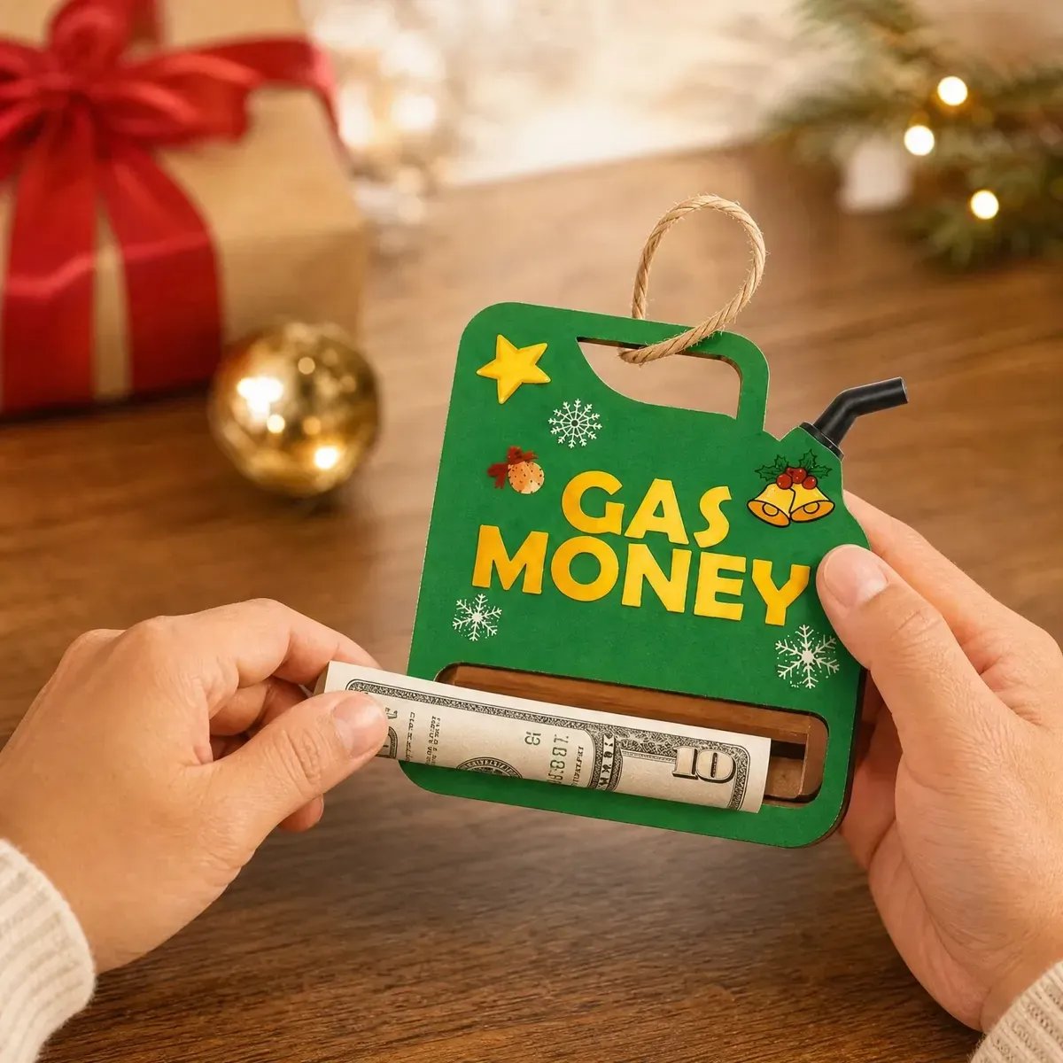 Christmas Gas Money Wooden Money Holder Set
