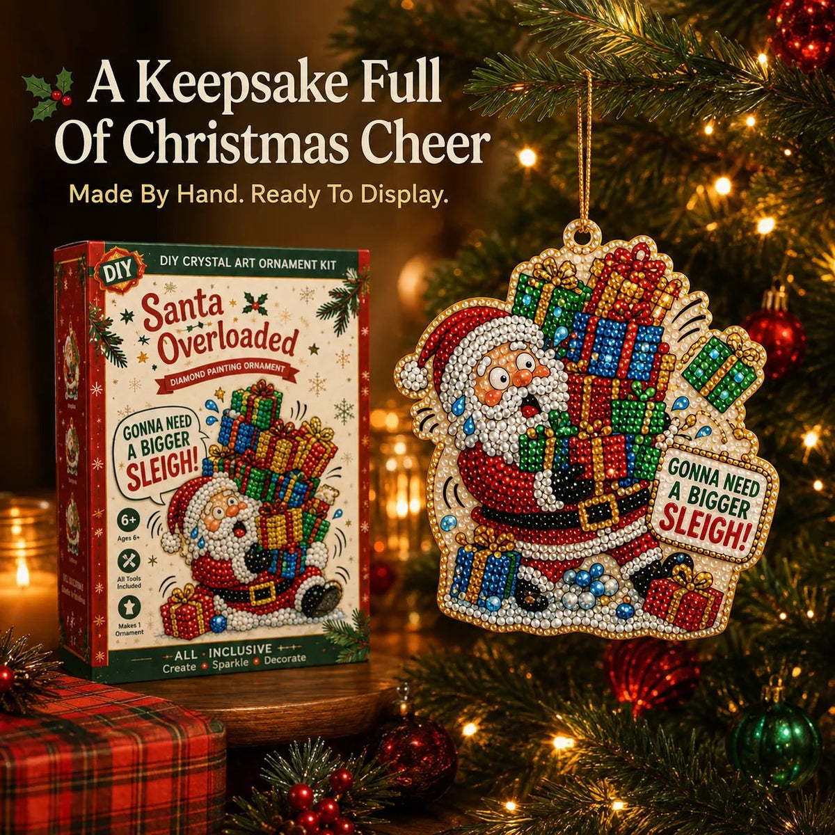 Beginner-Friendly Funny Christmas Pearl Diamond Art Ornament DIY Kit