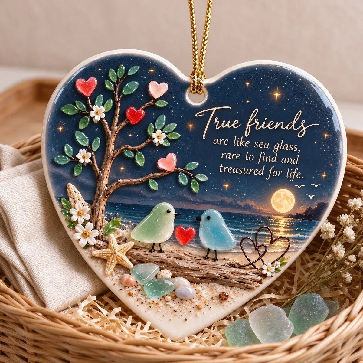 True Friends Sea Glass Ornament Keepsake