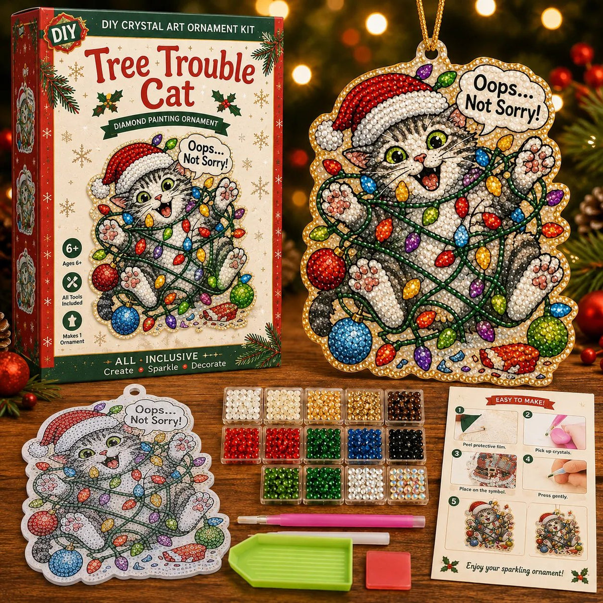 Beginner-Friendly Funny Christmas Pearl Diamond Art Ornament DIY Kit