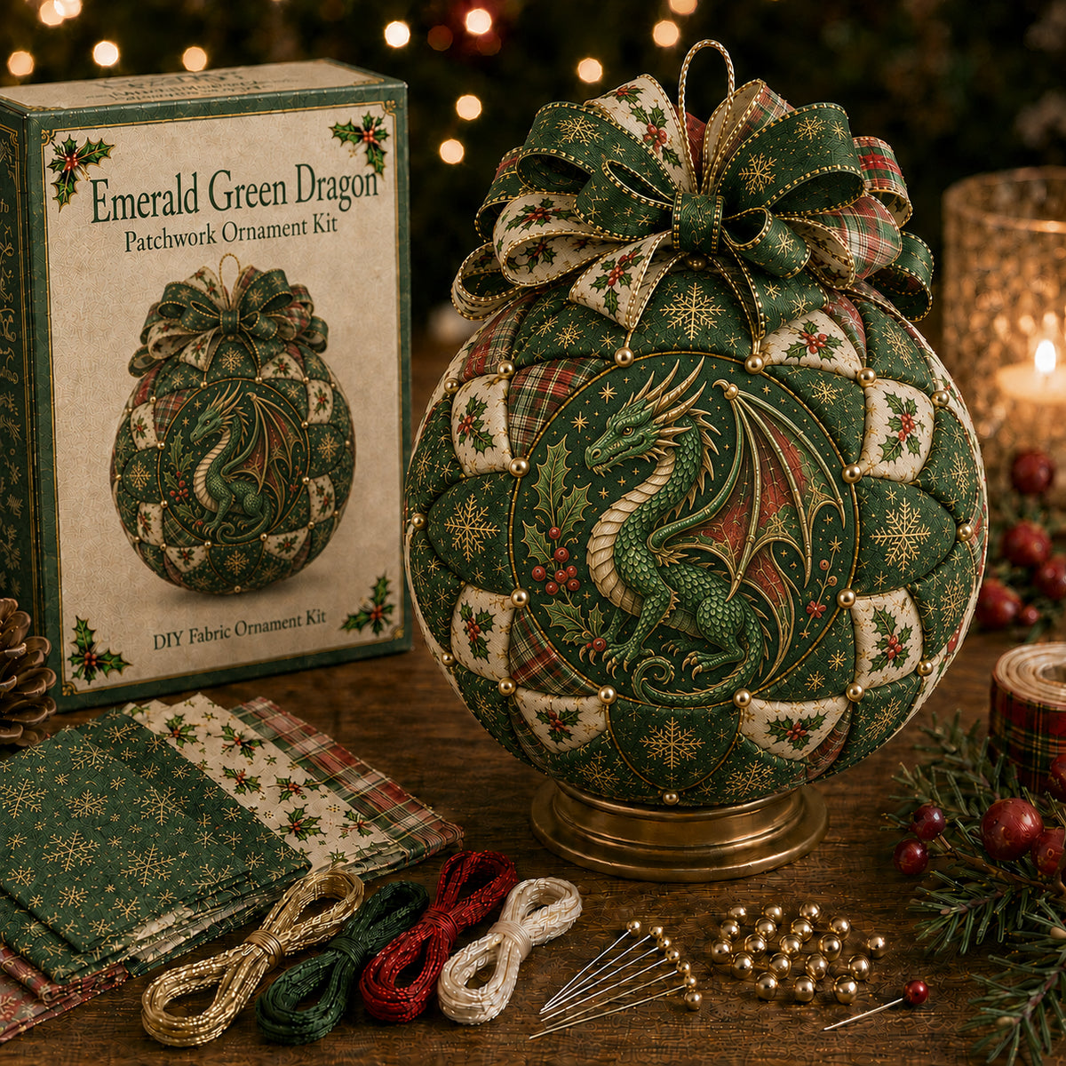 Christmas Dragon Patchwork Ornament DIY Kit