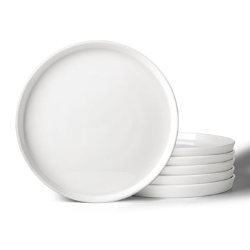 8" Porcelain Salad Plates Set of 6 – White Dessert & Appetizer Plates