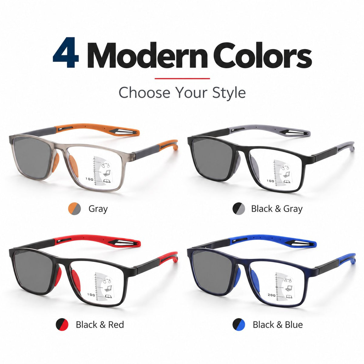 Photochromic Progressive Reading Glasses