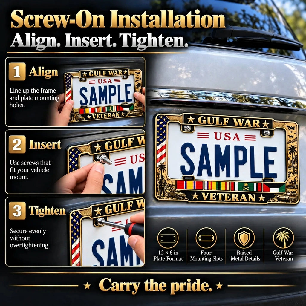 Gulf War Veteran Commemorative License Plate Frame