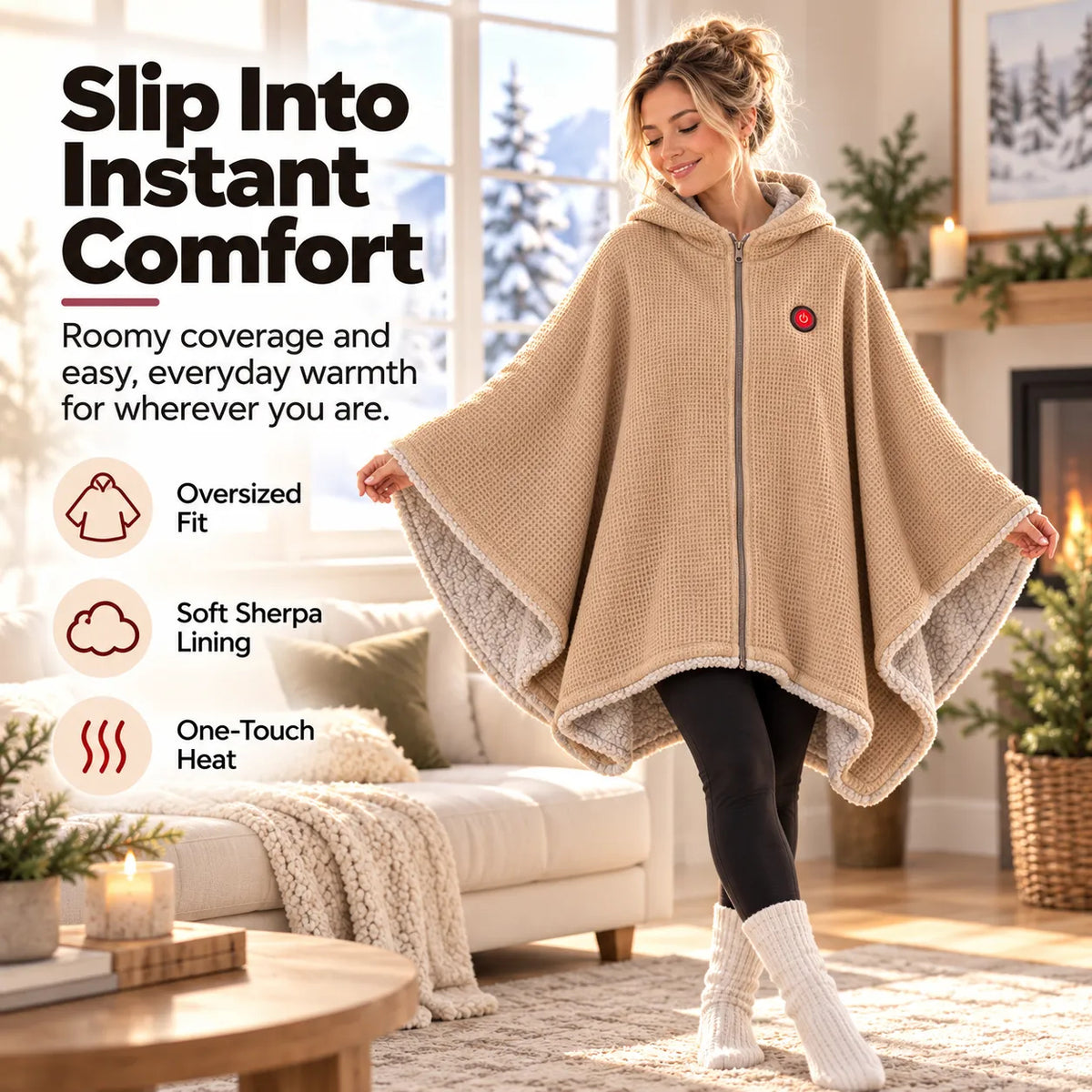 Wearable Heated Blanket Shawl