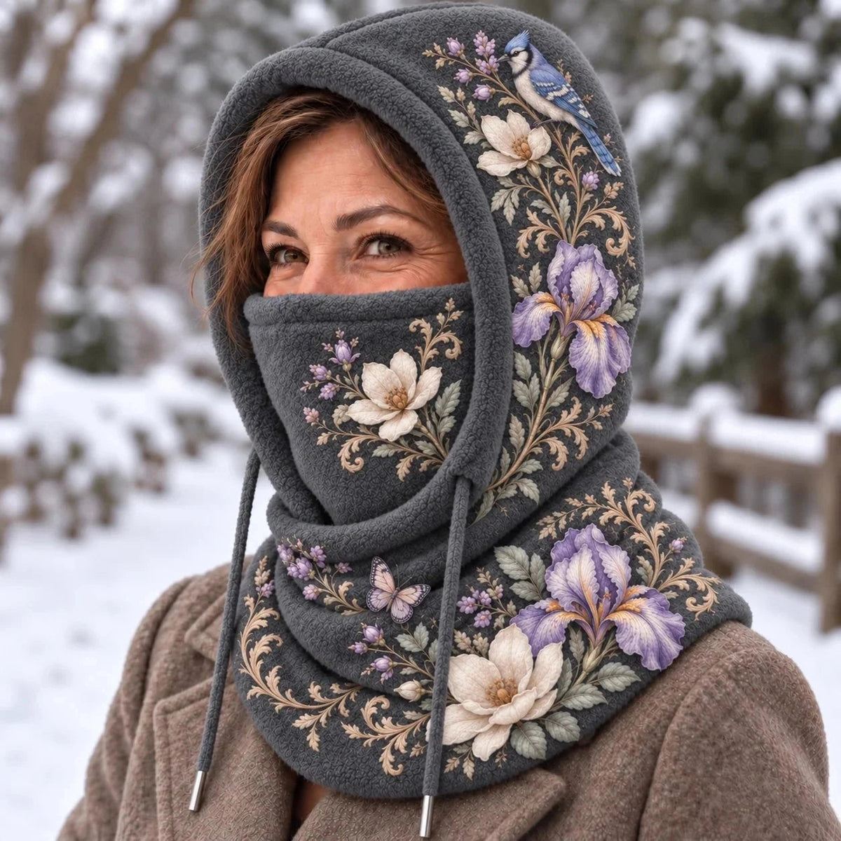 Women’s Floral 3-in-1 Winter Hood