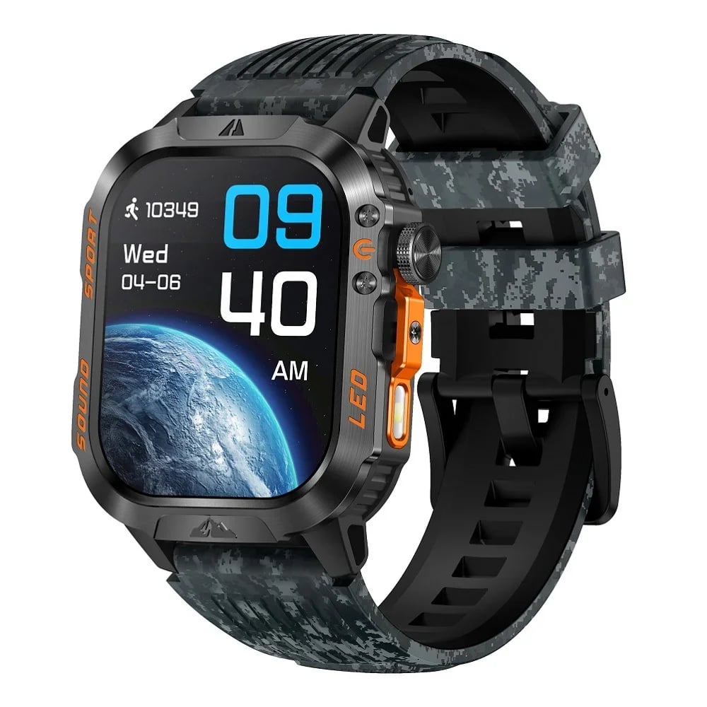 Outdoor-Inspired Smartwatch with Flashlight & Calling