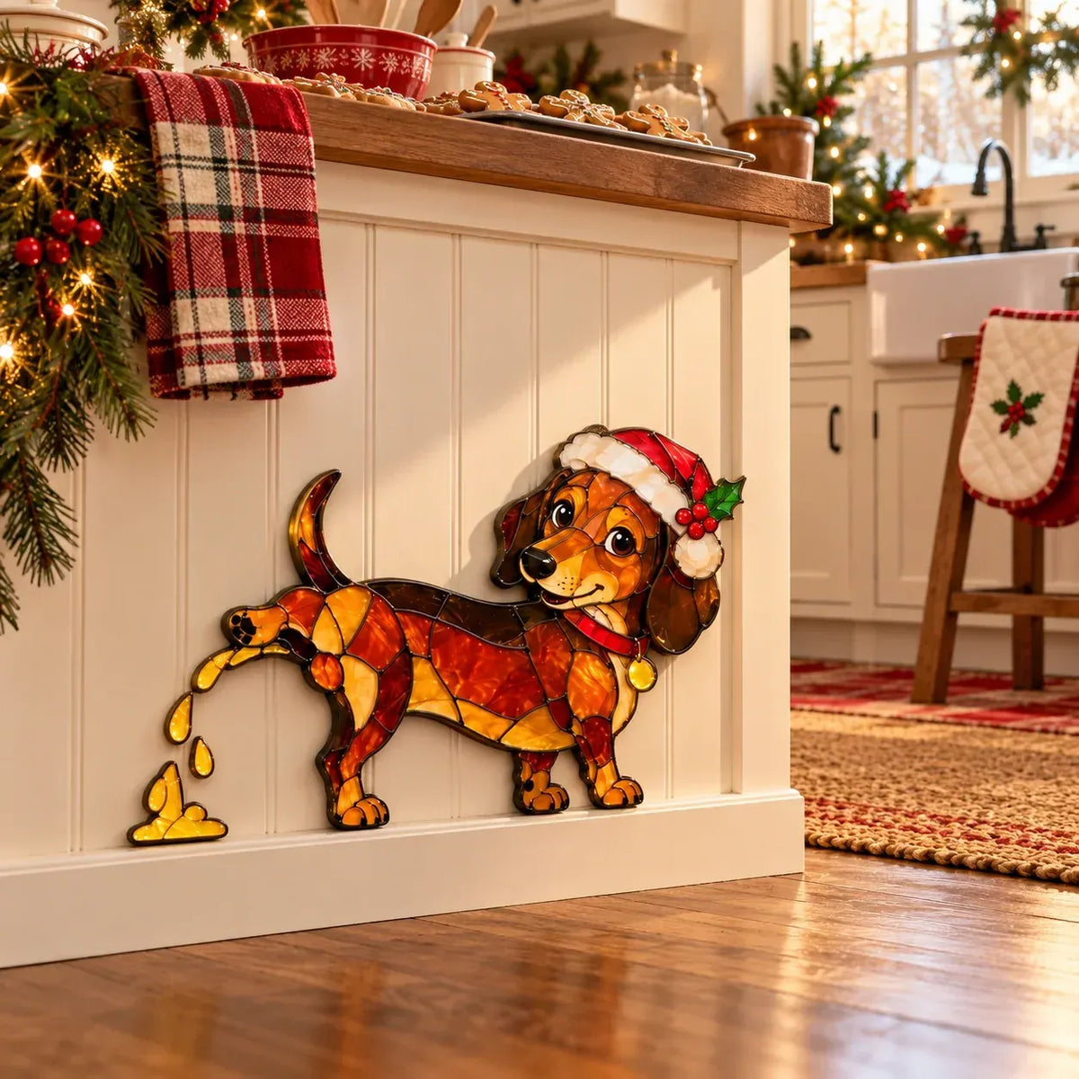 Funny Peeing Dachshund Christmas Decoration