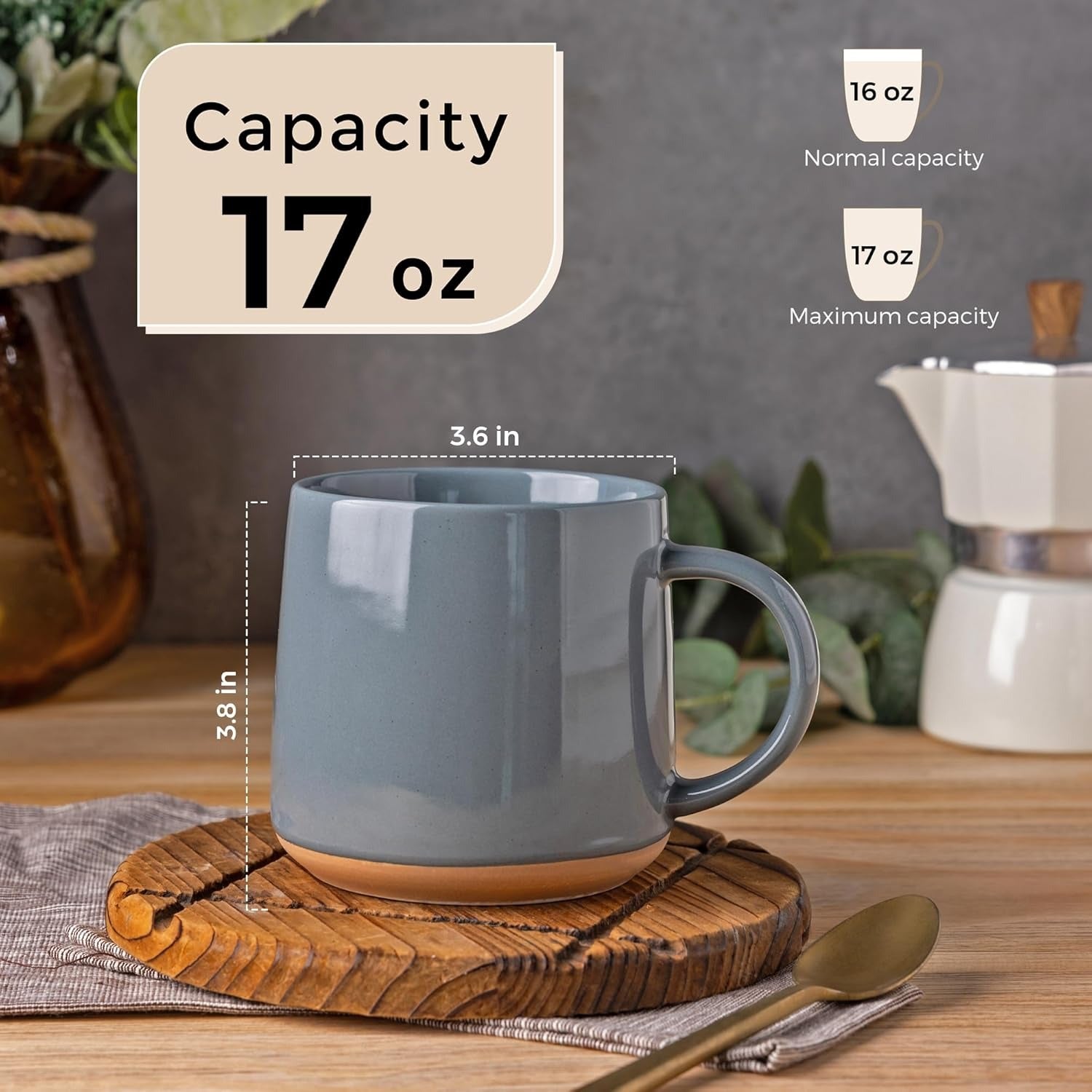 Handmade Ceramic Coffee Mug Set with Terracotta Underside