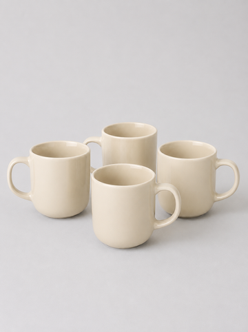 Modern Minimalist Style Glazed Ceramics Coffee Mugs 4 Pcs Set