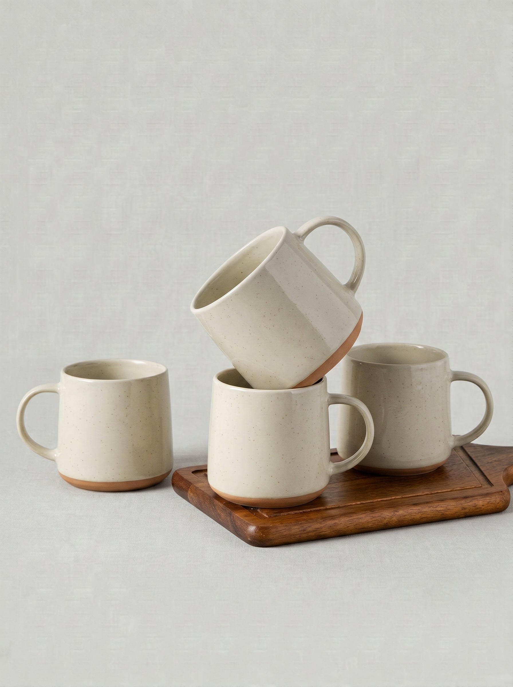 Handmade Ceramic Coffee Mug Set with Terracotta Underside