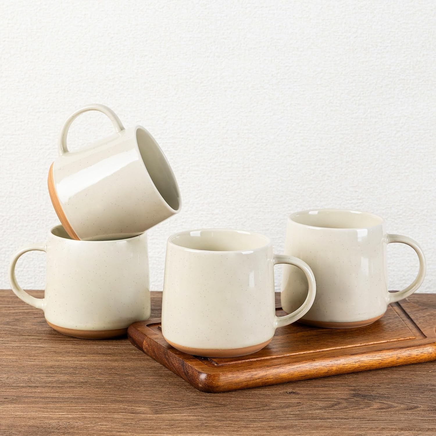 Handmade Ceramic Coffee Mug Set with Terracotta Underside