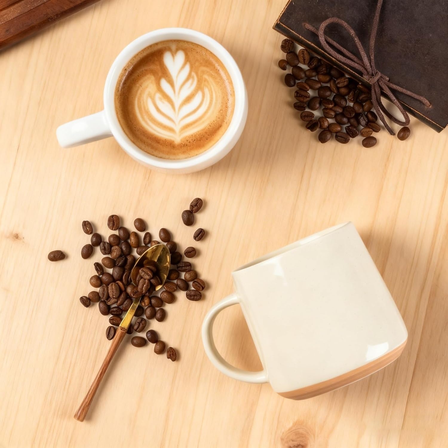 Handmade Ceramic Coffee Mug Set with Terracotta Underside