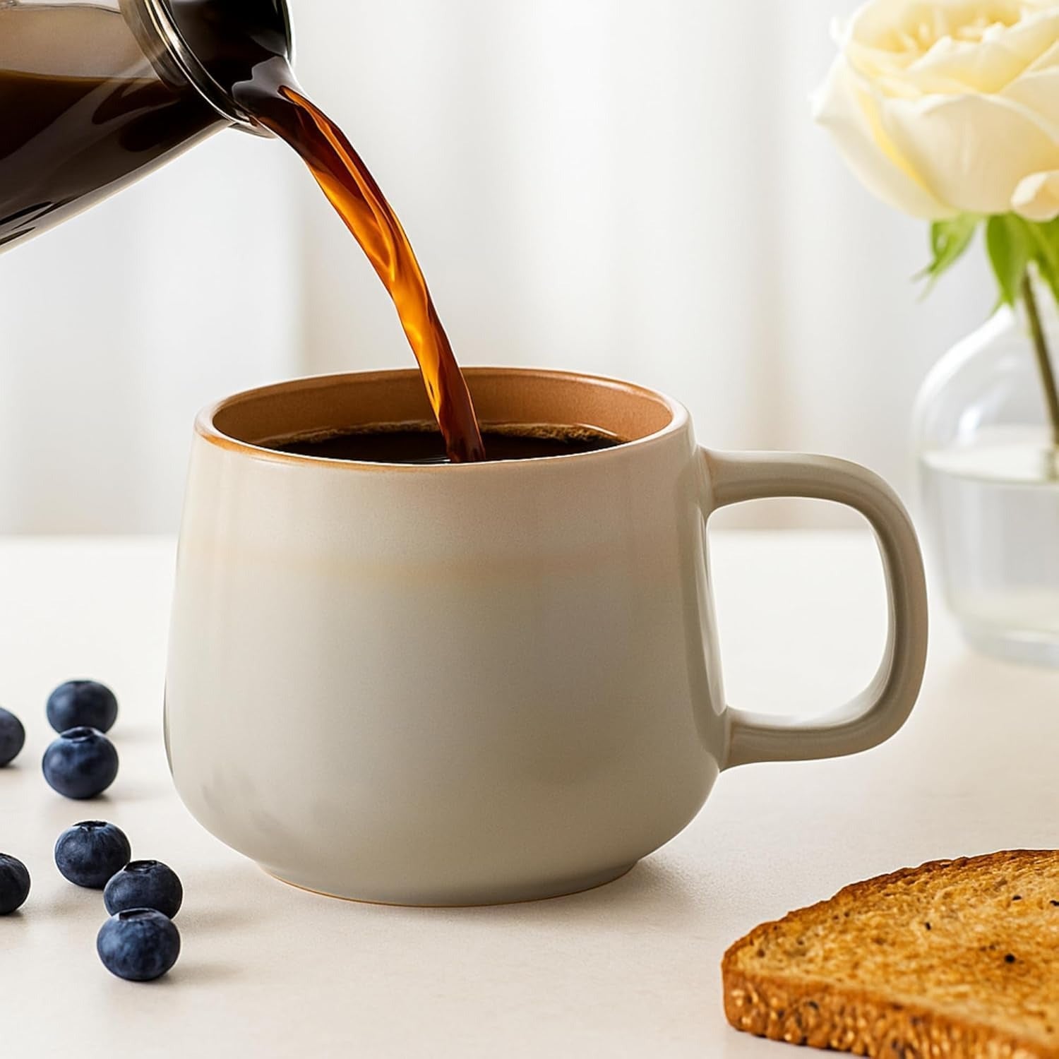 Rose Sand Nordic Stoneware Coffee Mug Set
