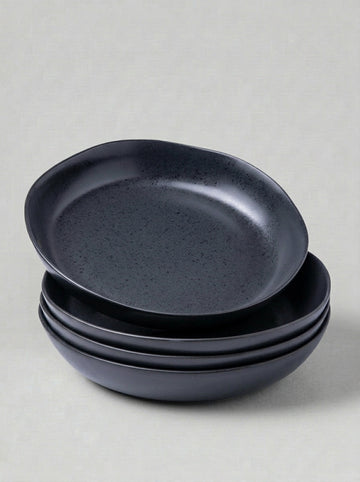 Speckled Black Stoneware Pasta Bowl Set